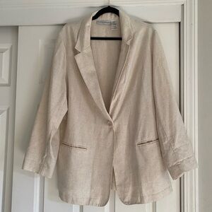 Vintage oversize cream colored linen blend blazer